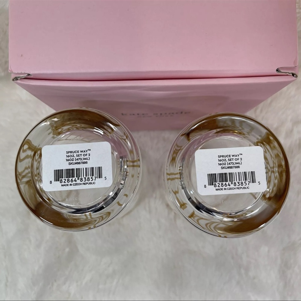 Kate Spade X Lenox Cocktail Glasses 2 16oz Spruce Way Highball New York NIB - Picture 7 of 11
